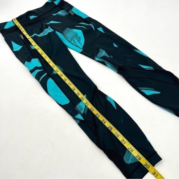 LULULEMON Woman's Two-Tone Blue Geometric Print Low Rise Active Leggings Size 4 - Picture 10 of 13